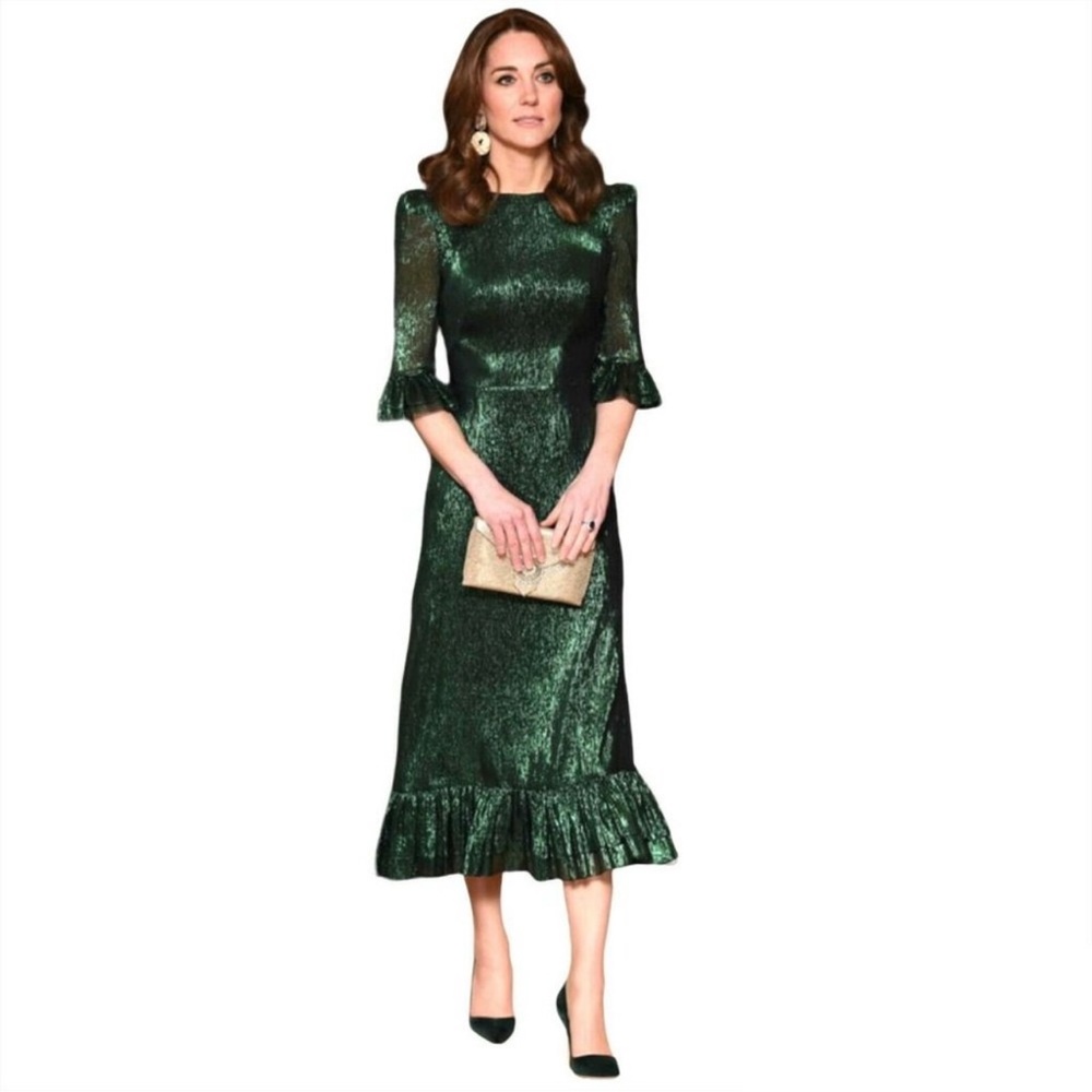 Vampire’s Wife Green Silk Ruffle Gown Dress EC LIKE NEW RARE 6 DISCONTINUED LINE - Picture 11 of 14
